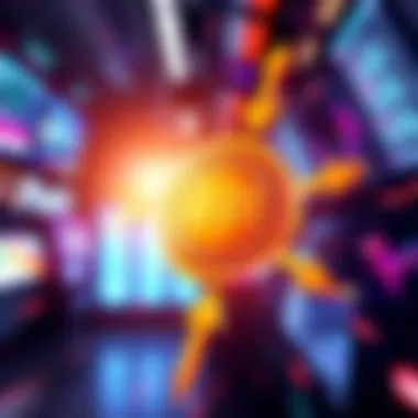 Visual representation of .001 token being transferred with arrows showing movement, symbolizing market activity.