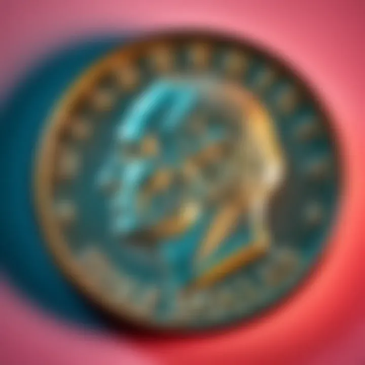 A close-up view of a 1971 half dollar coin without a mint mark, showcasing its details and shine.