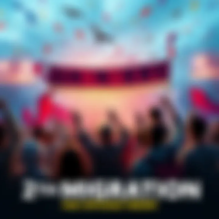 2th Migration Event People celebrating the start of the 2th migration with banners and excitement