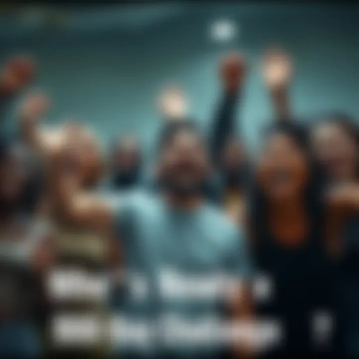 Group of diverse individuals enthusiastically engaging in a 90-day challenge to improve their lives