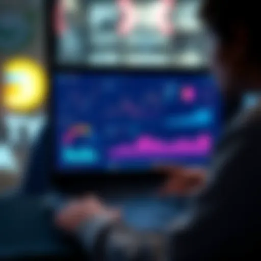 A person analyzing yield opportunities on the Aave platform with charts and data on a laptop