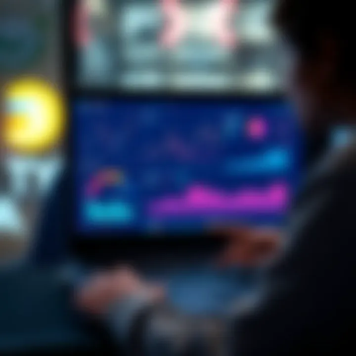 A person analyzing yield opportunities on the Aave platform with charts and data on a laptop