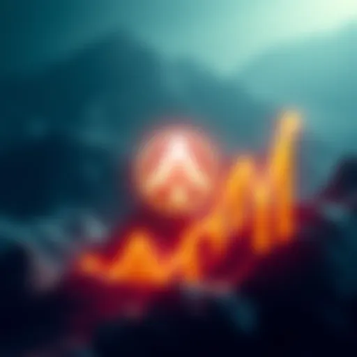 AAVE logo with a rising graph showing a strong upward trend, symbolizing a surge in value.