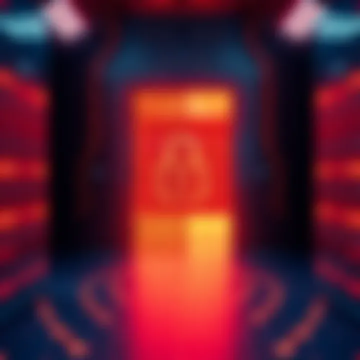 Visual representation of a secure access control system using zero-knowledge proofs, featuring a locked door symbolizing privacy and user identity protection.