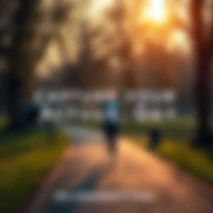 A person jogging in a park, taking a photo of their active day for a contest.