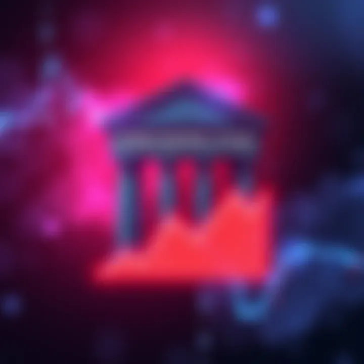 A digital alert showing a warning about address poisoning attacks with a graphic of a bank and a downward trending chart, symbolizing financial loss.