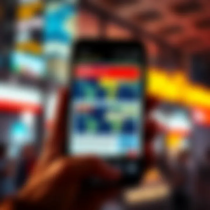A smartphone screen displaying inappropriate ads in the Atlas Earth app, with a frustrated user in the foreground.