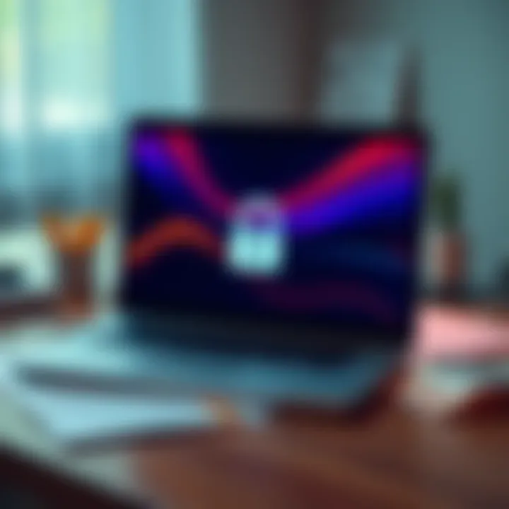 A budget-friendly laptop on a desk with financial documents and a secure connection icon