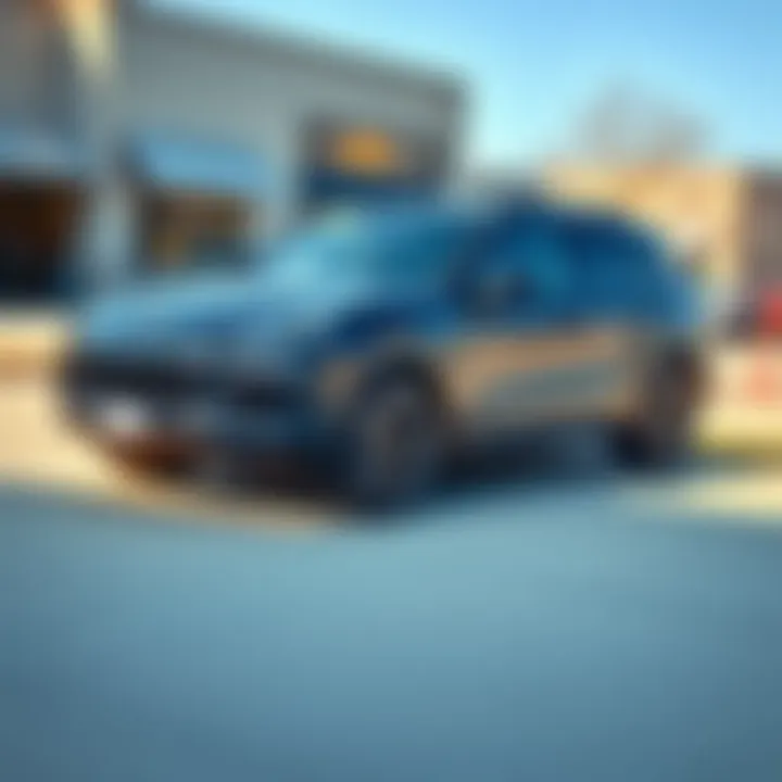 A well-maintained Porsche Cayenne parked outside, showcasing its sleek design, with a price tag indicating affordability