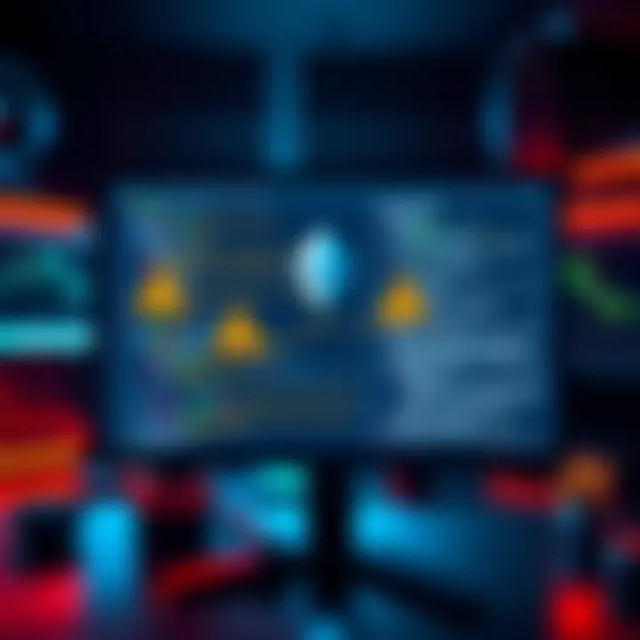 A computer screen showing an AI program analyzing Ethereum code with warning signs highlighting vulnerabilities.