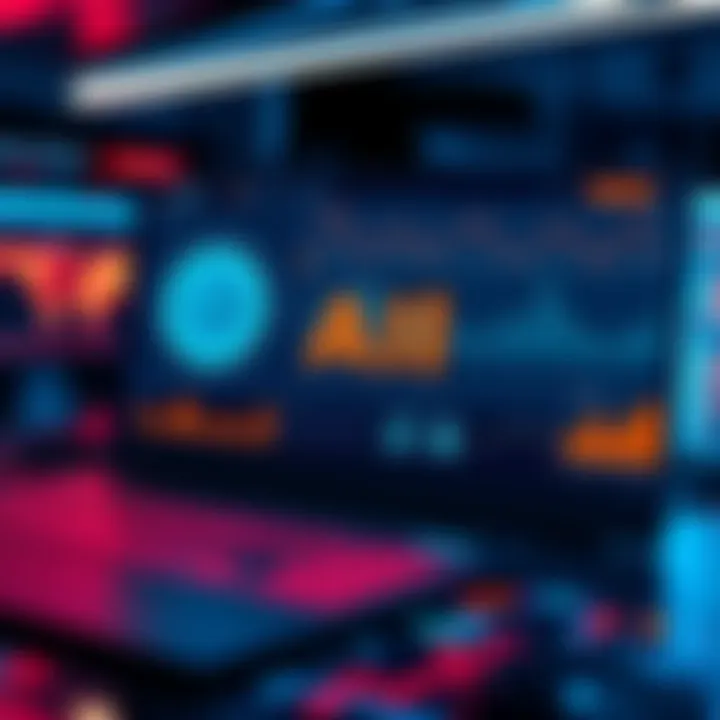 AI Tools for DeFi Investing A digital interface showing AI tools used for automating decentralized finance investing processes with relevant graphs and data visuals