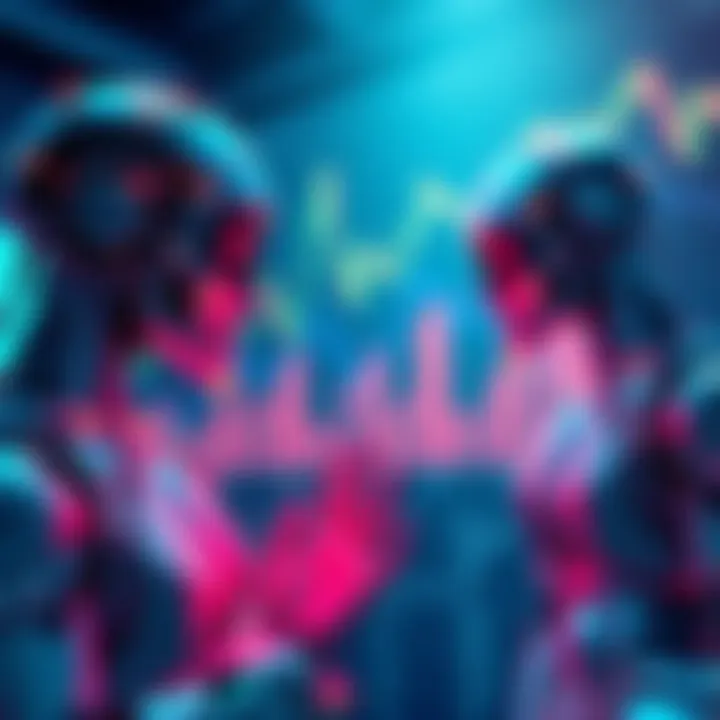 A digital illustration showing AI agents managing decentralized finance, with charts and smart contracts in the background.