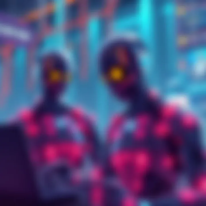 Illustration of AI agents working to enhance JunoSwap's features on Juno Network