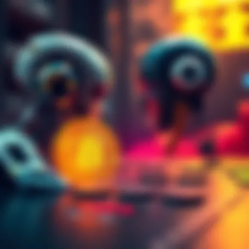 A visual showing a robot and a cryptocurrency coin facing off, symbolizing the competition between AI technology and cryptocurrency in finance.