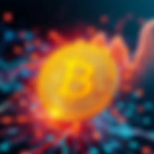 AI Impact on Bitcoin Illustration of a Bitcoin symbol with AI elements, showing a digital world where technology affects cryptocurrency figures.