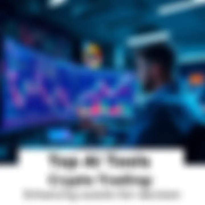 AI Tools for Crypto Trading A trader analyzing cryptocurrency charts on a computer with AI tool graphics on the screen