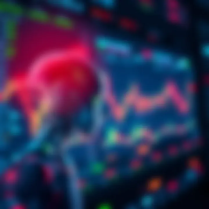 A digital representation of an AI trading cryptocurrency with a $10,000 balance, showing charts and graphs on a screen.