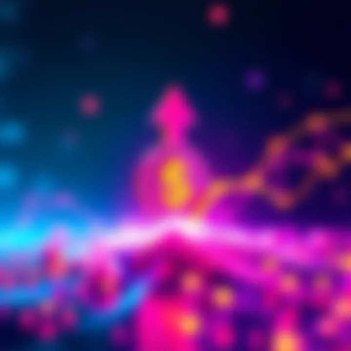 A vibrant graphic showing the $AKIO token with an upward arrow, symbolizing growth in the DeFi space. Bright colors and a modern design convey energy and potential.