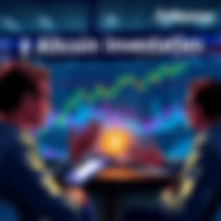 A group of people discussing altcoin investment strategies with charts and graphs in the background