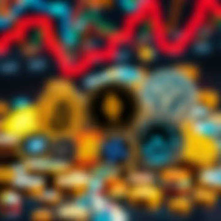 Visual representation featuring logos of leading altcoins like ETH, XRP, and SOL alongside popular meme coins, illustrating the investment landscape in cryptocurrency.