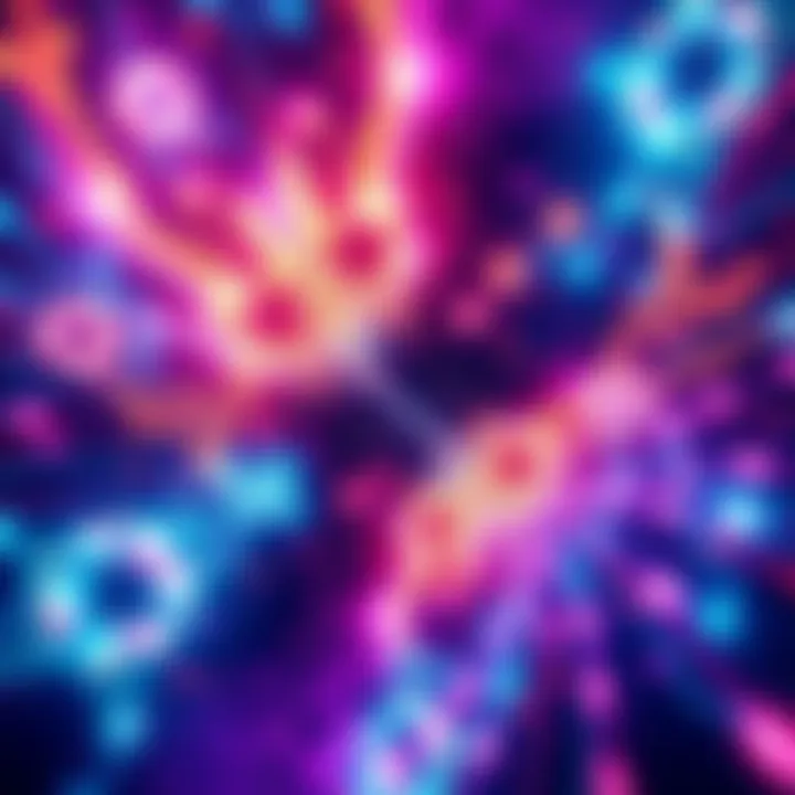 Alternate Dimensions Concept A colorful representation of parallel universes, showing vibrant energy flows and abstract shapes that suggest multiple realities.