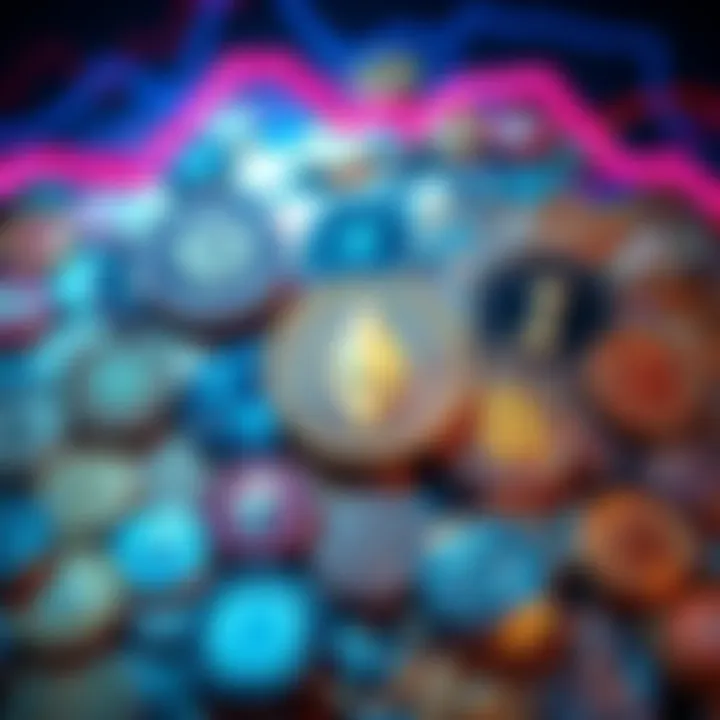 Alternative Cryptocurrencies A collection of various cryptocurrency symbols representing popular alternative coins