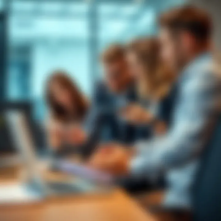 Alternatives to Adobe AEM A team discussing content management systems, examining several options on a laptop and tablet in a modern office setting.