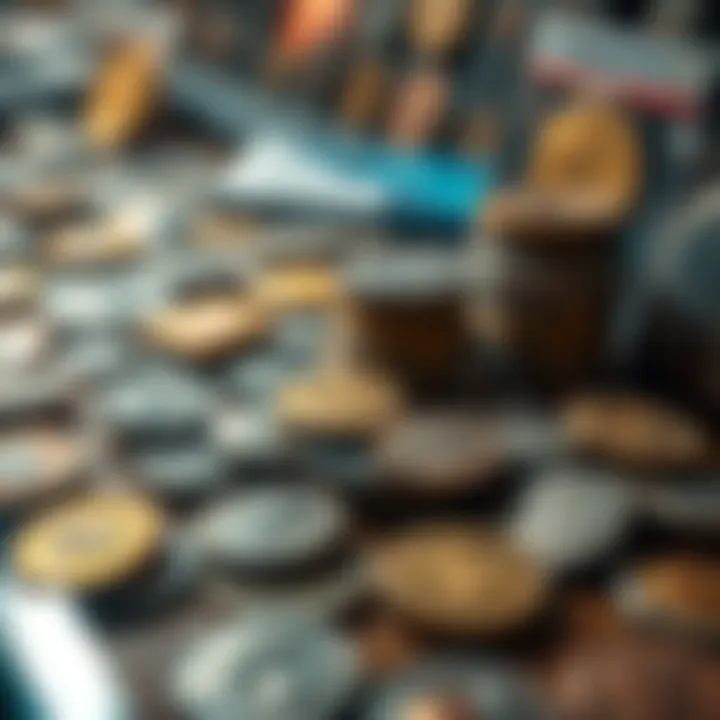 A collection of ancient coins being evaluated for slabbing, with enthusiasts debating their value.