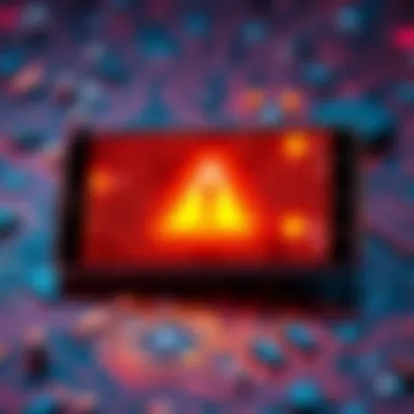 A visual representation of an Android smartphone displaying a crypto wallet app with a warning sign, indicating security risks due to a MediaTek chipset flaw.