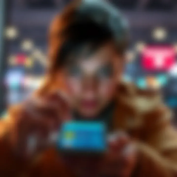 User looking at a smartphone showing unusual app interface bugs with warning signs