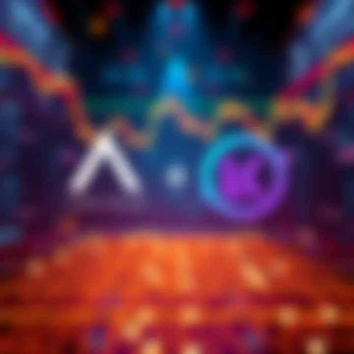 Illustration of Arbitrum and LogX logos with a digital trading platform background
