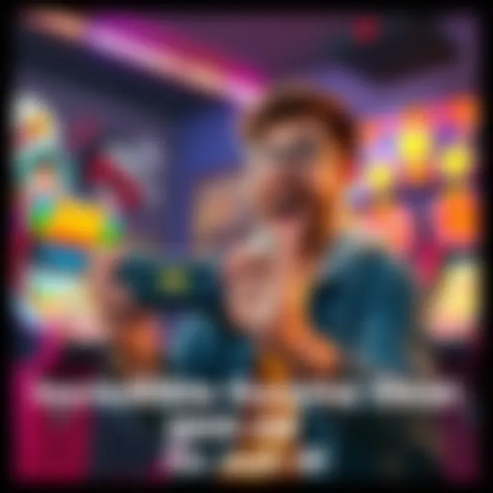 A gamer holding a game controller, excited about a new arcade game deal that offers an ad-free experience and rewards of 2500 AB.