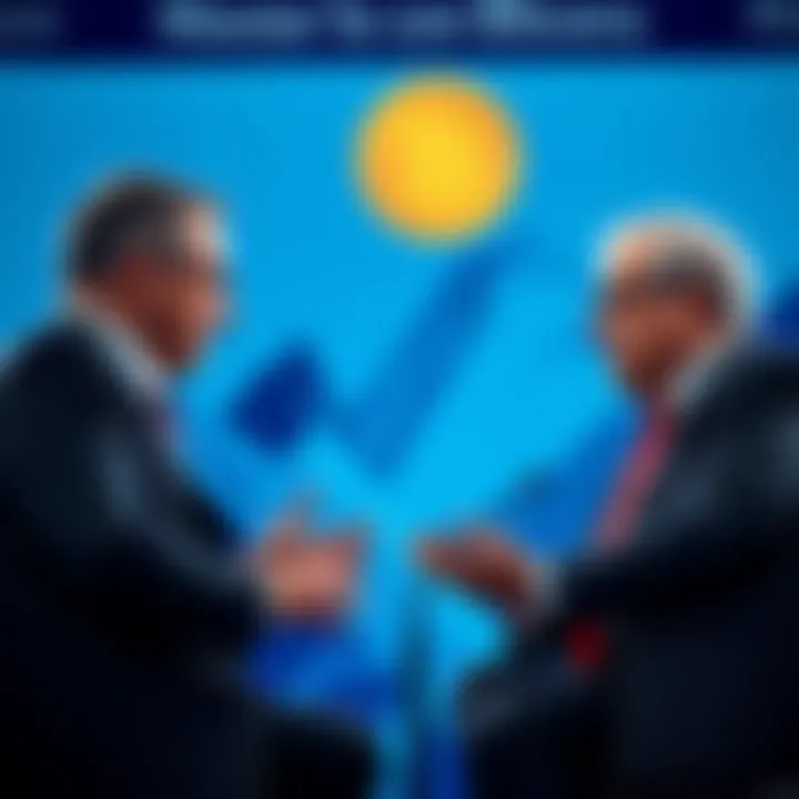 Coinbase CEO Brian Armstrong and Bank of France's Governor François Villeroy de Galhau engaging in a debate about Bitcoin's role versus central banks at Davos.