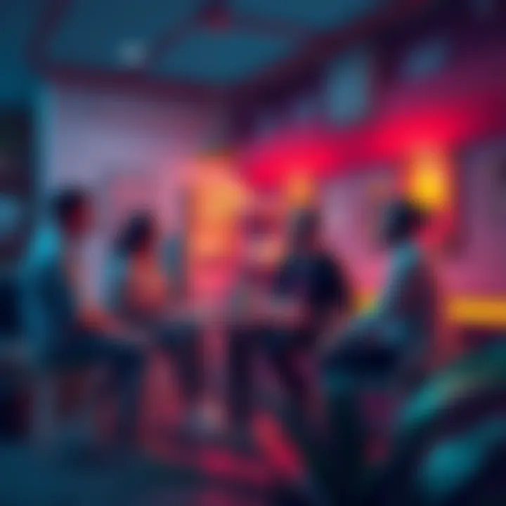 Artists discussing NFT sales A group of artists sharing their thoughts on the profitability of selling NFTs in a casual setting.