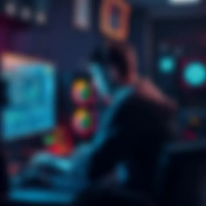 ASIC miner at work A person sitting in front of a computer setup with ASIC mining hardware, focused on their screen, looking for tips and strategies to enhance solo mining efforts.