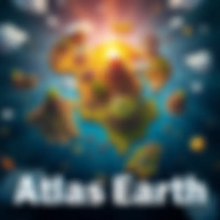 A visual representation of Atlas Earth gameplay showing various land parcels and upgrade options to maximize earnings.