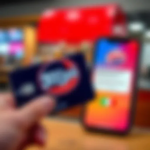 Close-up of an Atlas shopping card next to a smartphone displaying the Jersey Mike's app, indicating issues with crediting purchases.