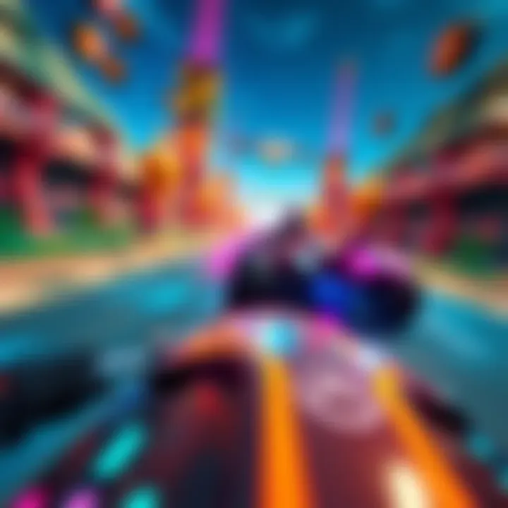 A screenshot of intense gameplay in Atlas Racer, showing players scoring wins rapidly in a colorful racing environment.