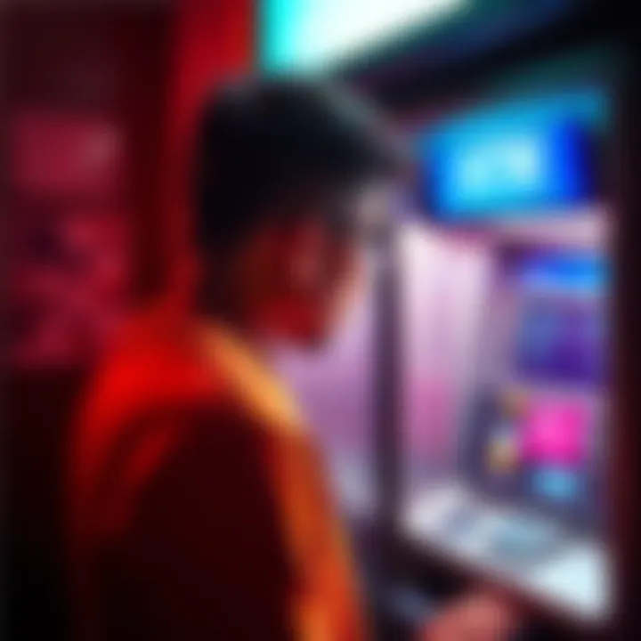 A person looking distressed at an ATM after losing their card to a theft incident