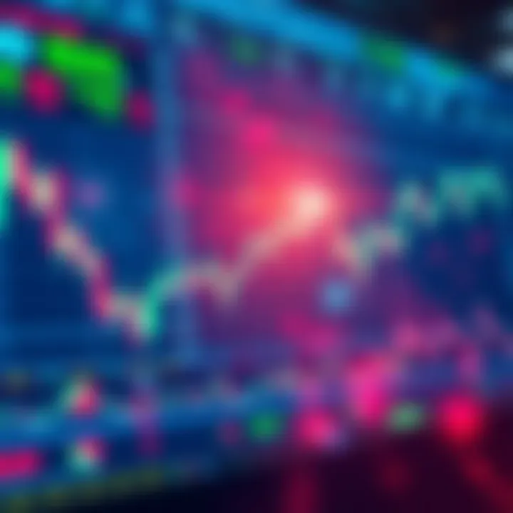 A graphic showing a digital trading screen with fluctuating market graphs and automated trading alerts during a fast market scenario.