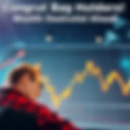 Bag holders facing challenges A worried person looking at a declining financial graph, symbolizing market troubles for bag holders