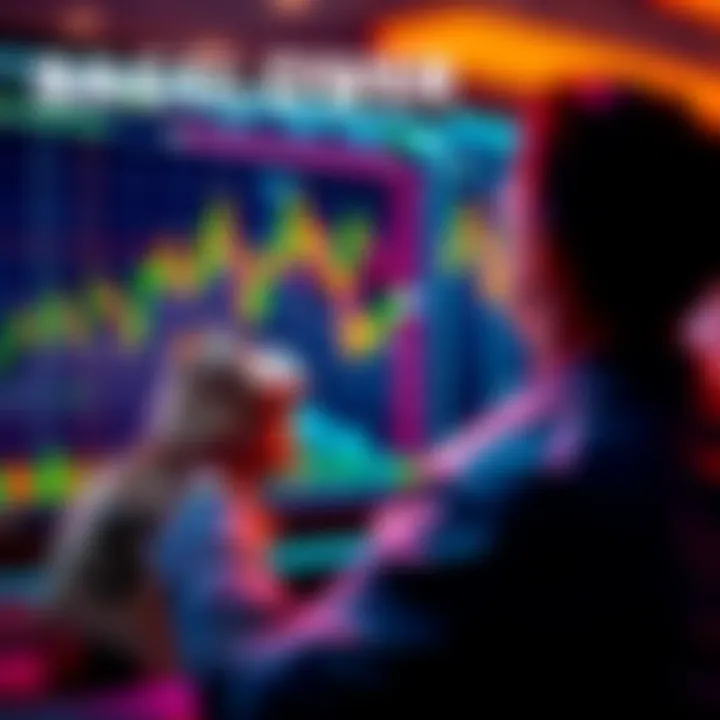 A person holding a bag of money while looking at a stock chart on a screen, symbolizing the bagholder mindset in investing.
