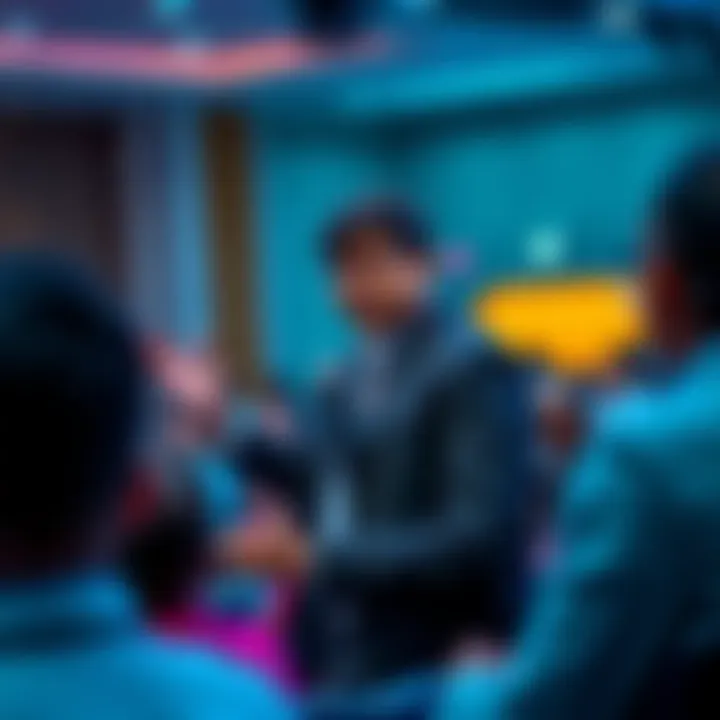 Balaji Srinivasan addresses an audience about cryptocurrency solutions for refugees
