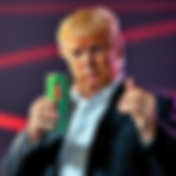 Barron Trump with energy drink Barron Trump holding a can of his popular energy drink, showcasing his entrepreneurial success and wealth