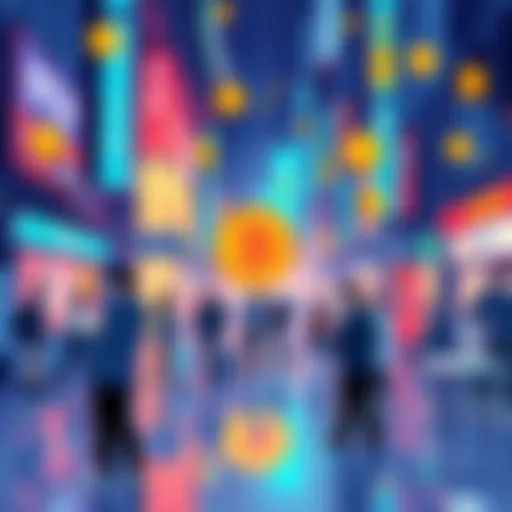 BCH Network Growth Illustration showing the BCH network thriving with people engaging in transactions despite market chaos.