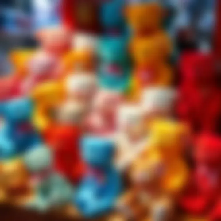 A collection of colorful Beanie Babies displayed in various practical settings, showcasing their modern uses.