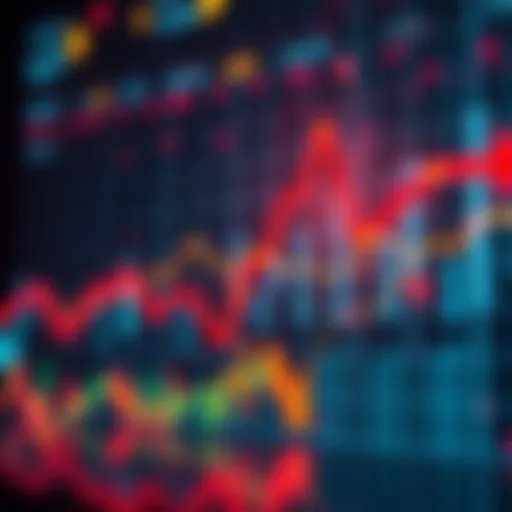 A graph showing a downward trend indicating a bear market with red arrows and stock symbols