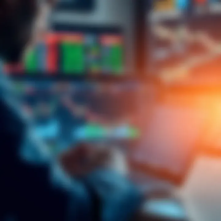 A person analyzing stock charts on a laptop, with graphs showing declining trends, emphasizing investment planning during a bear market.