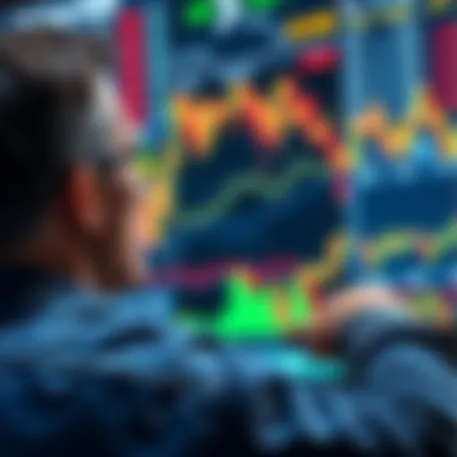A person looking at financial charts, contemplating whether to sell or hold assets during a bear market.