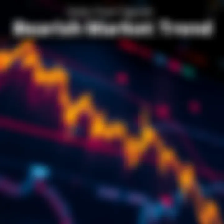 A downward trend line on a market chart showing declining stock prices